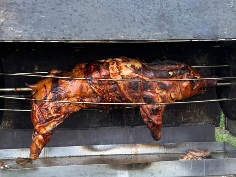 Spanferkel am Grillspieß
